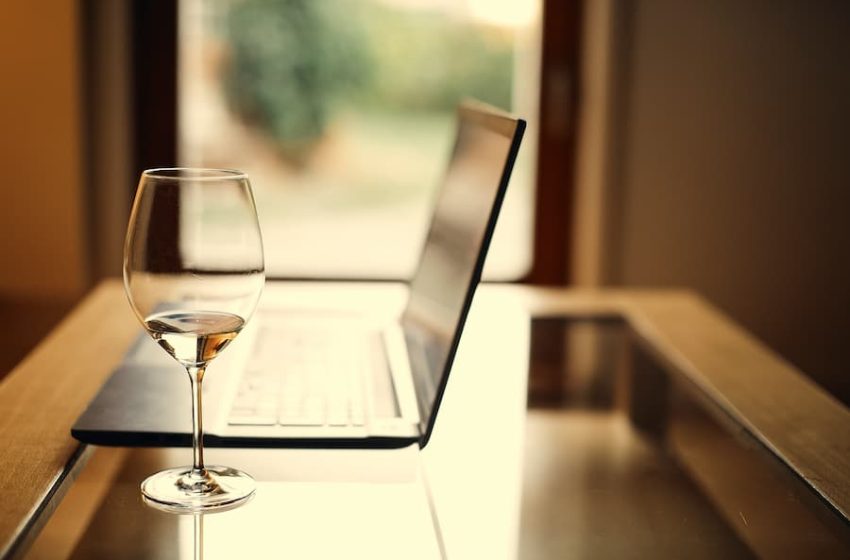 wine and laptop