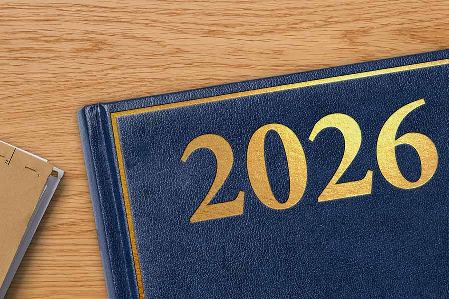 A law book with 2026 printed on the cover in gold