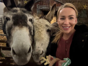 Stephanie Douthwaite with a donkey