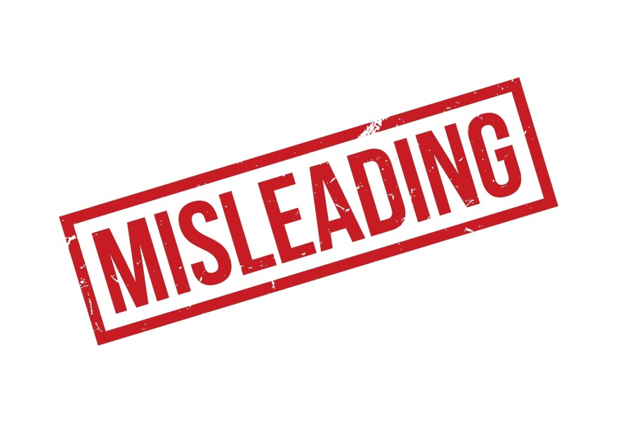 The word misleading stamped in red capitals