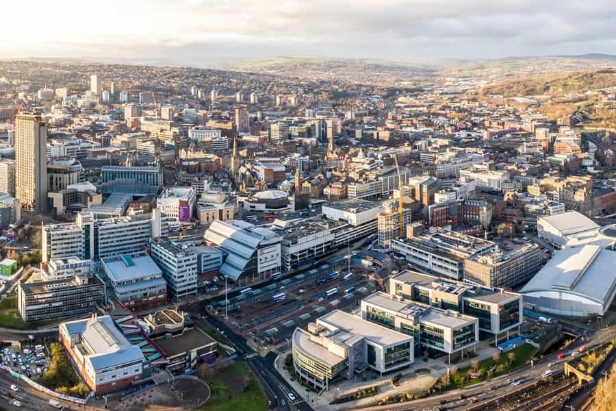 An aerial view of Sheffield