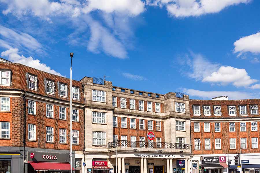 Hendon tube station and shops