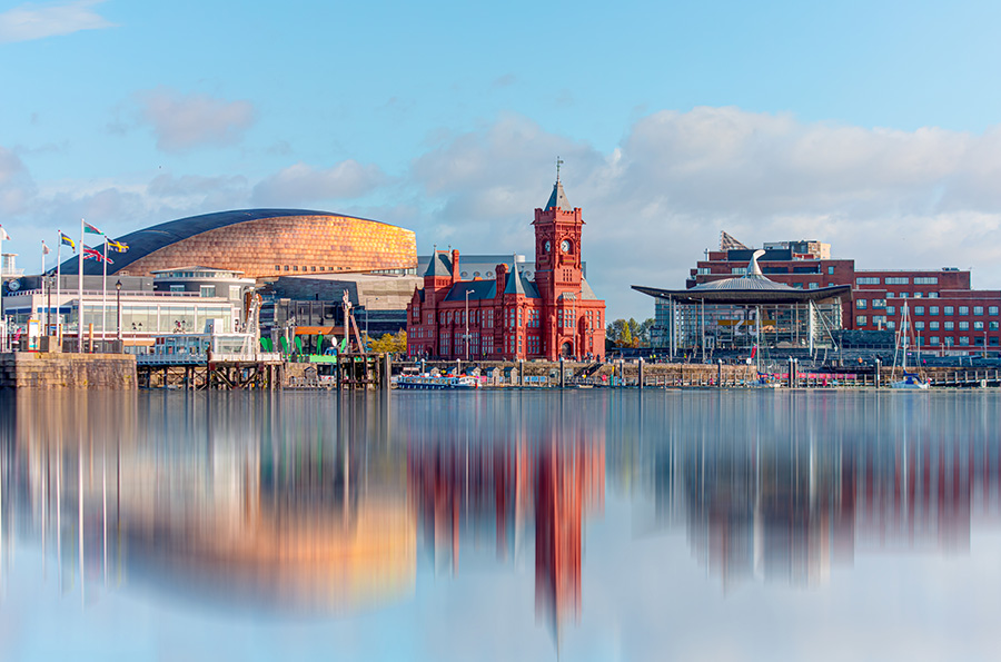 Cardiff reflected in the water