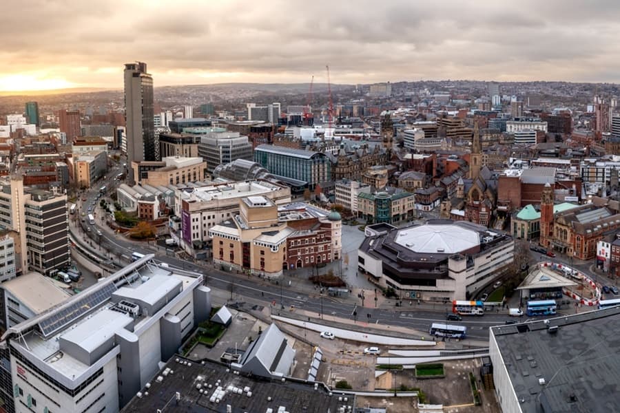 An aerial view of Sheffield