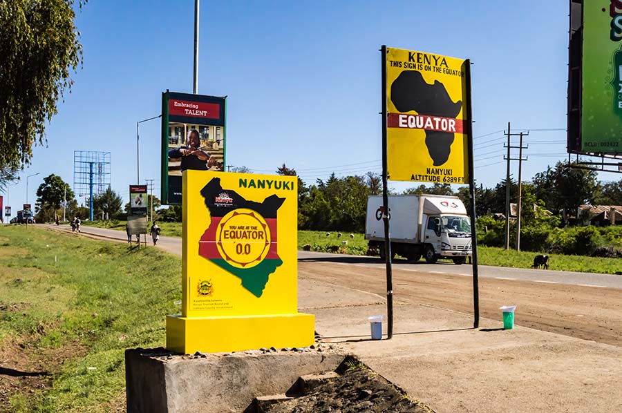 Road signs in Nanyuki in Kenya