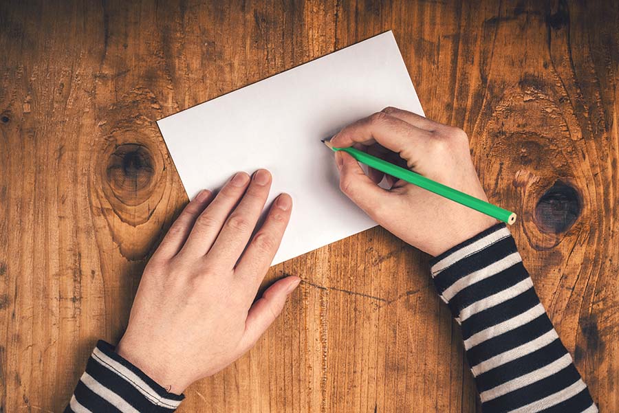 A child writing a letter