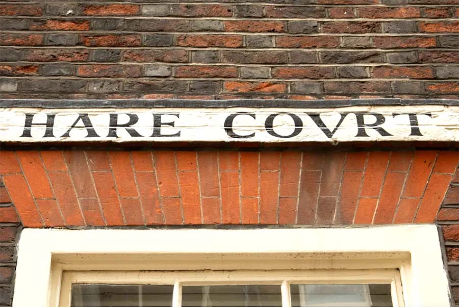 The sign outside 1 Hare Court