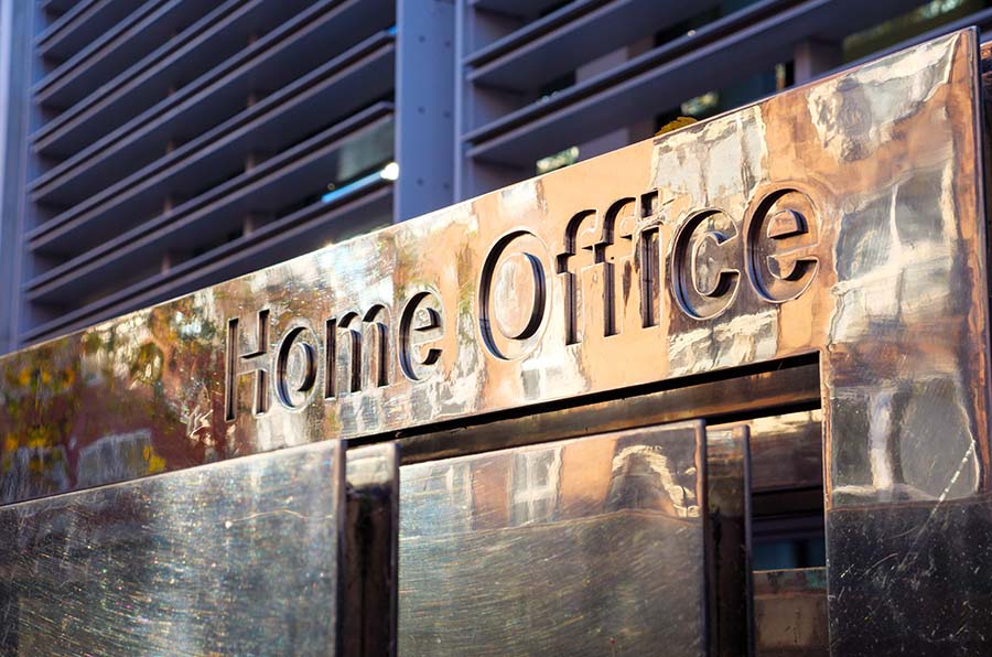 An exterior sign of the Home Office in London